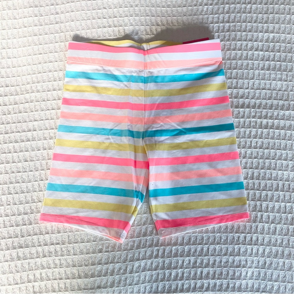 Isaac Mizrahi white and neon striped girls bike shorts NWT 7-8